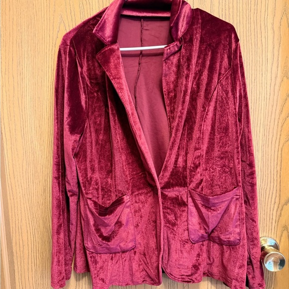 Nordstrom Velvet Red Blazer Jacket Cardigan - Picture 4 of 5